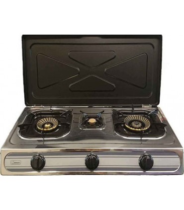 Din Gas 3Α-03SRB Επιτραπέζια Εστία Υγραερίου Τριπλή Inox