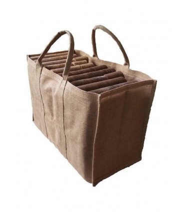 Home & Camp HC20755 Υφασμάτινη Τσάντα Μεταφοράς Ξύλων 60x31x63cm Μπεζ