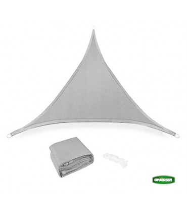 GRASHER E220 ΠΑΝΙ ΣΚΙΑΣΗΣ ΜΕ ΚΡΙΚΟΥΣ ΓΚΡΙ 5Χ5m ΤΡΙΓΩΝΟ 00201253